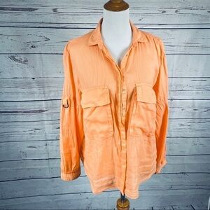 Zara basic button down long adjustable sleeve shirt Sz XL
